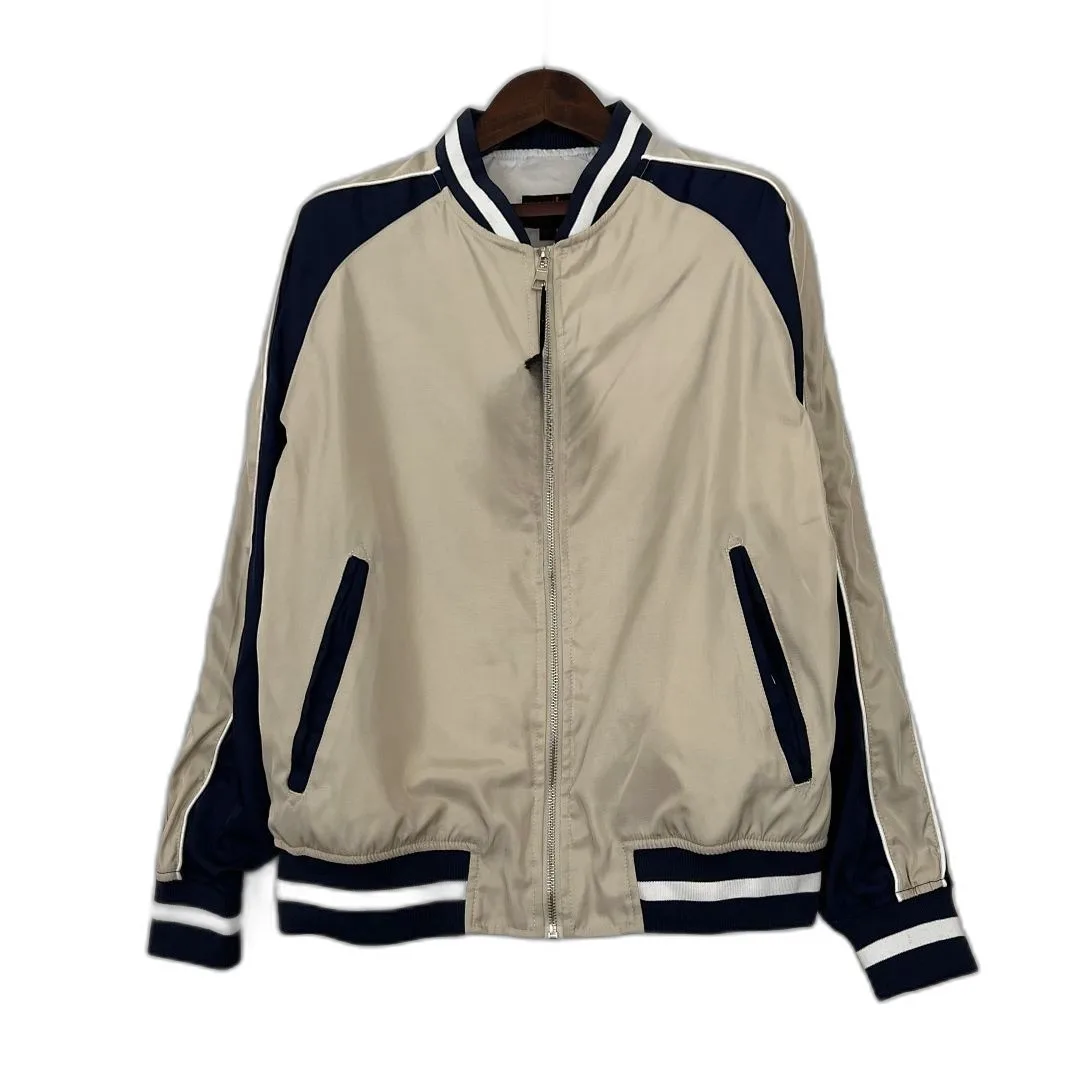 Bomber Universitaria - Beige y Azul Marino