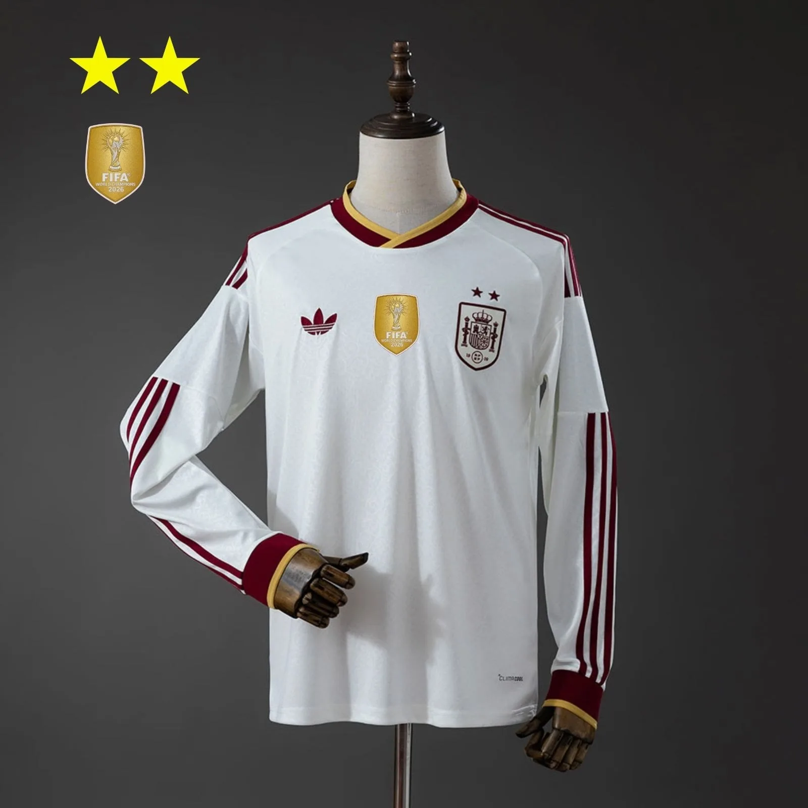 España 2026 Campeones 2 Estrellas - Manga Larga Visitante