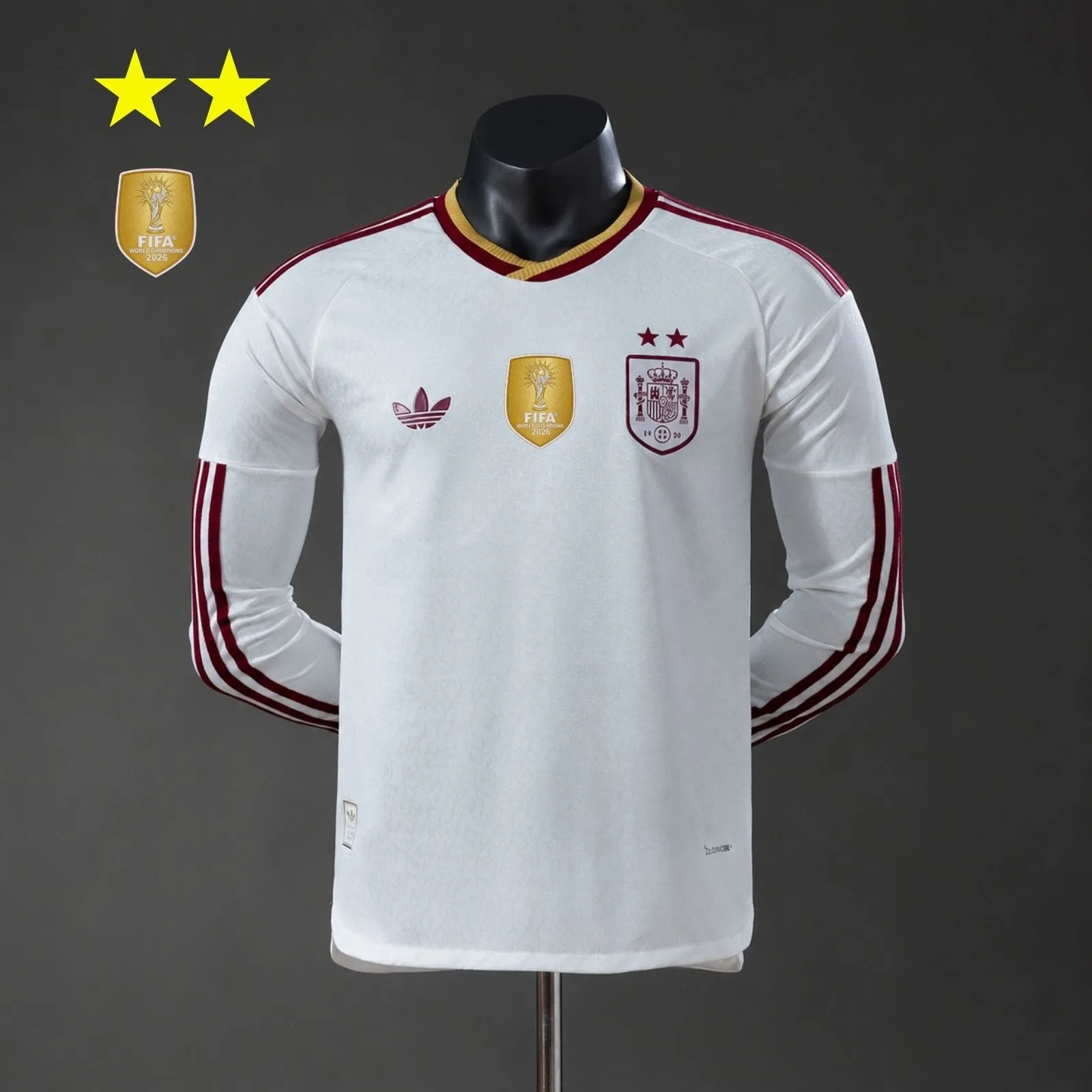 España 2026 Campeones 2 Estrellas - Manga Larga Visitante Player